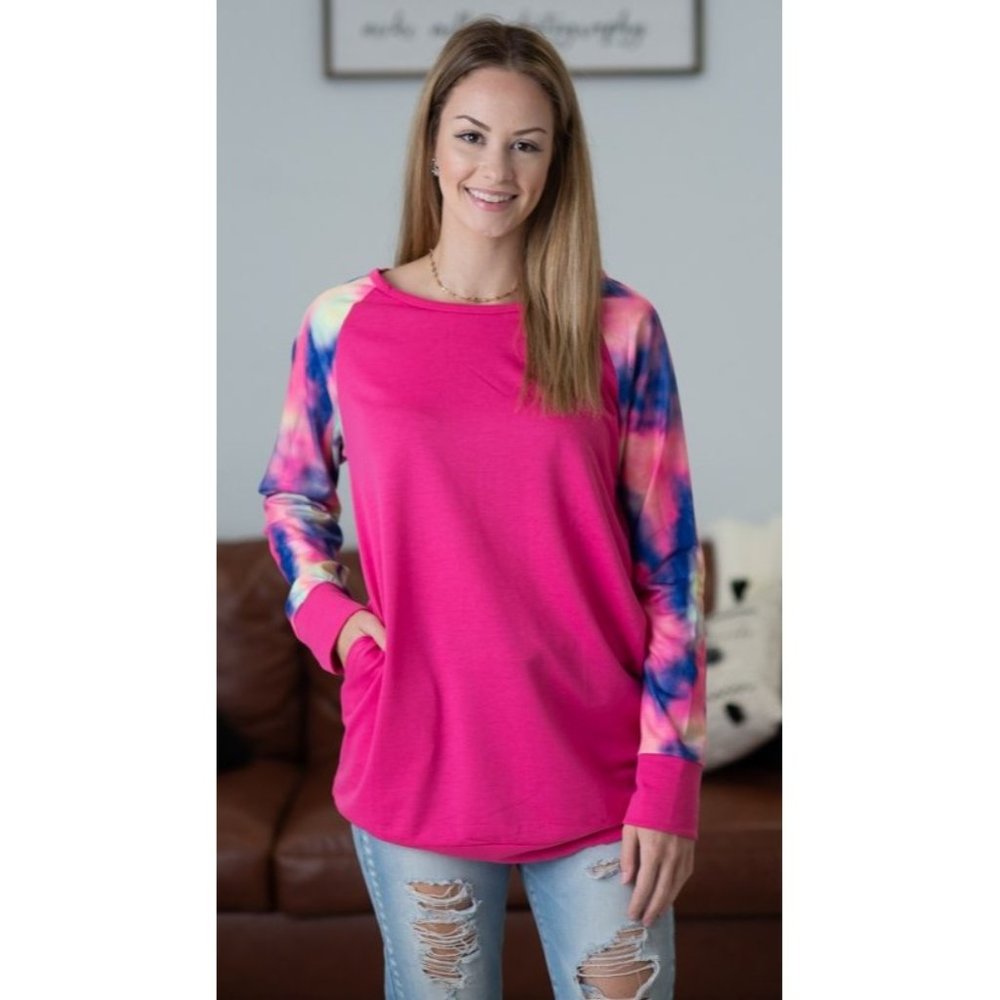Shirley & Stone  Tie Dye Pocket Tunic, Pink